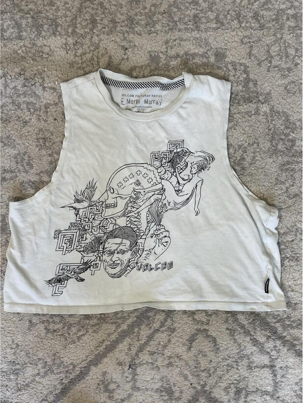 Volcom E Merlin Murray Graphic Cropped Tank Top Small